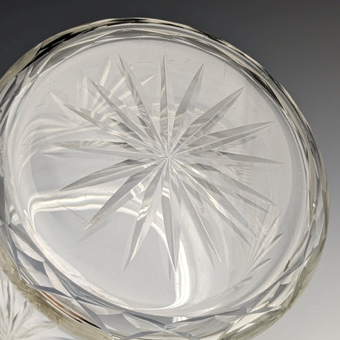 1928 British vintage cut glass biscuit barrel pure silver decoration 831g